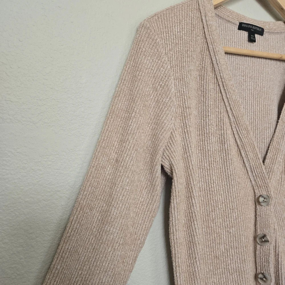 Beige Knit Long Sweater Cardigan Size XS
